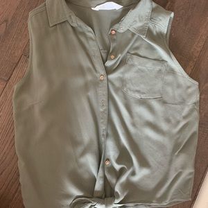 Olive green button down top size 13-14 brand new